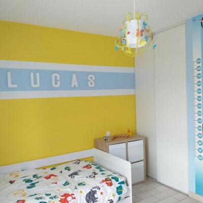 Peinture chambre jaune + bandeau